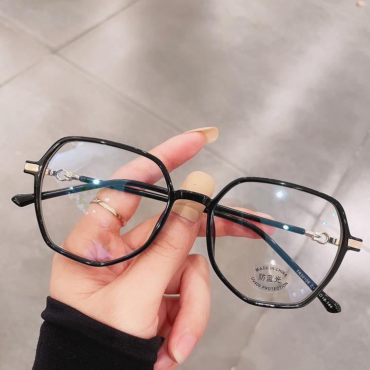Female Anti-Blue Light Eye Protection Glasses Frame Tr90 Plain Face Thin Face Street Shot Myopia Flat Glasses 30109