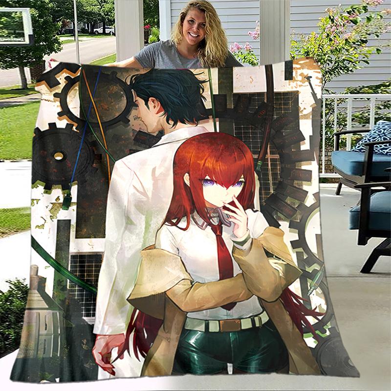 Steins;Gate printed throw blanket—lightweight,soft,warm;versatile blanket all seasons—perfect air-conditioning throw,nap blanket