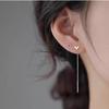 BF CLUB 925 Sterling Silver Earrings For Women Trendy Heart Long Line Earring Jewelry Prevent Allergy Party Accessories