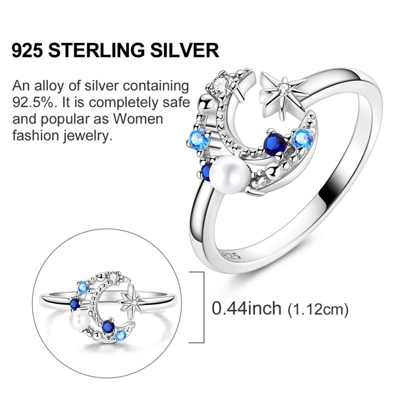 Original 925 Sterling Silver Bow Sun Moon Stars Open Rings Regardless of Size for Women Girls Jewelry Birthday Anniversary Gifts