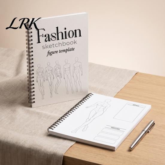 Kreatives Mode-Skizzenbuch Vorlage für den menschlichen Körper Malbuch, Spiralbindung 360 Grad flach liegend Kleidung Illustrationsblock Zeichnen
