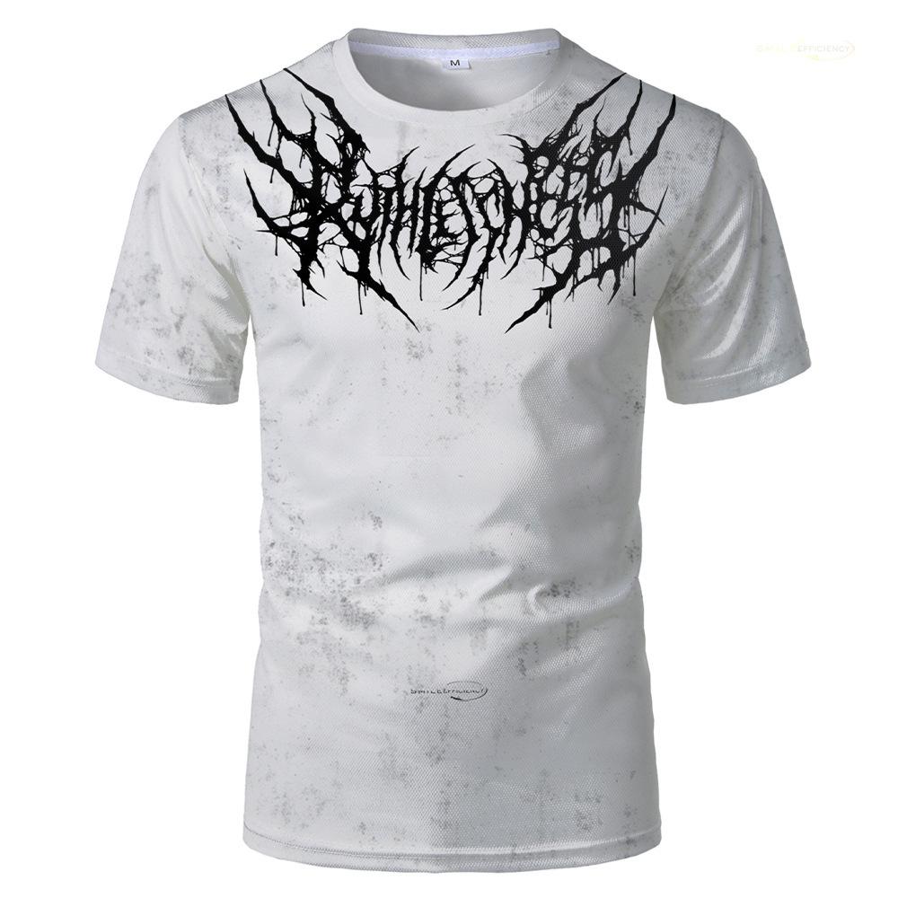 Edgy Grunge Short Sleeve T-Shirt, Gothic Metal Graphic, Streetwear Essential.