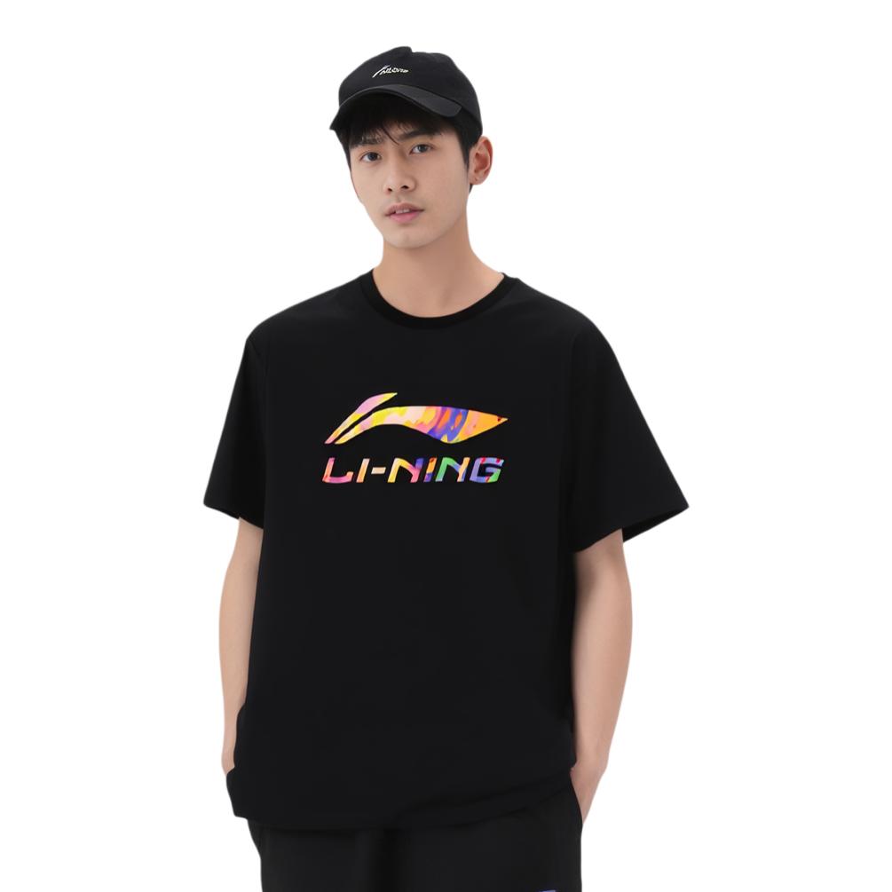 Li-Ning Letter Round Neck Loose Comfortable Casual T-Shirt Unisex Tops Black AHSVA77-1