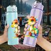 1PC Colorful Baby Dragon Cartoon Print 750ml Color Plastic Sports Water Bottle Leakproof Flip Straw Lid Suitable for Sports Office Home Use