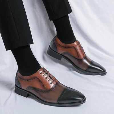 Men's Shoes Large Size New Leather Shoes Fashion Korean Version Trend Brock Engraved Leather Shoes Retro Business Shoes