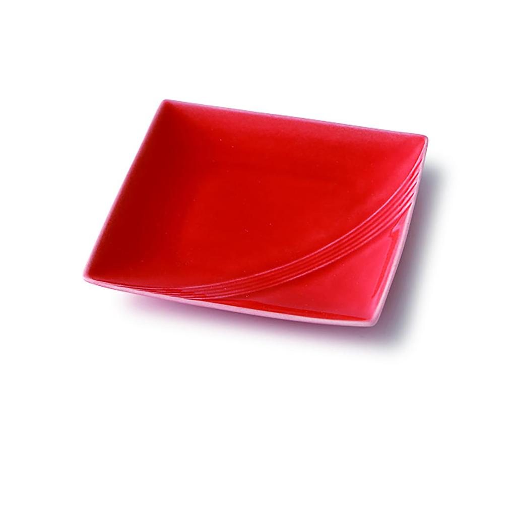 Mino Ware Miyama Gift Four Plates and Plates In a Wooden Red and Perfect for Weddings and Other Made In Product Number Set, Box, "Mizu-hiki" Design,