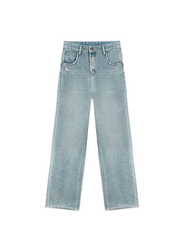 Women's High-Waist Retro Distressed Wide Leg Jeans - Autumn 2024 Collection