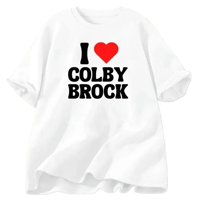 I Love Herat Colby Brock Sam Colby Men Tshirts Cotton Short Sleeve Man Tshirt Casual 90s Aesthetic Clothing Babydoll Shirt