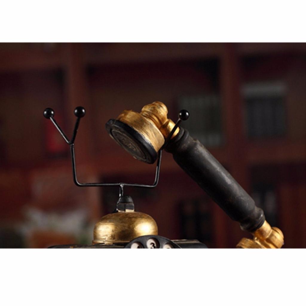 Vintage Rotary Telephone Statue Antique Shabby Old Phone Figurine Decor Model