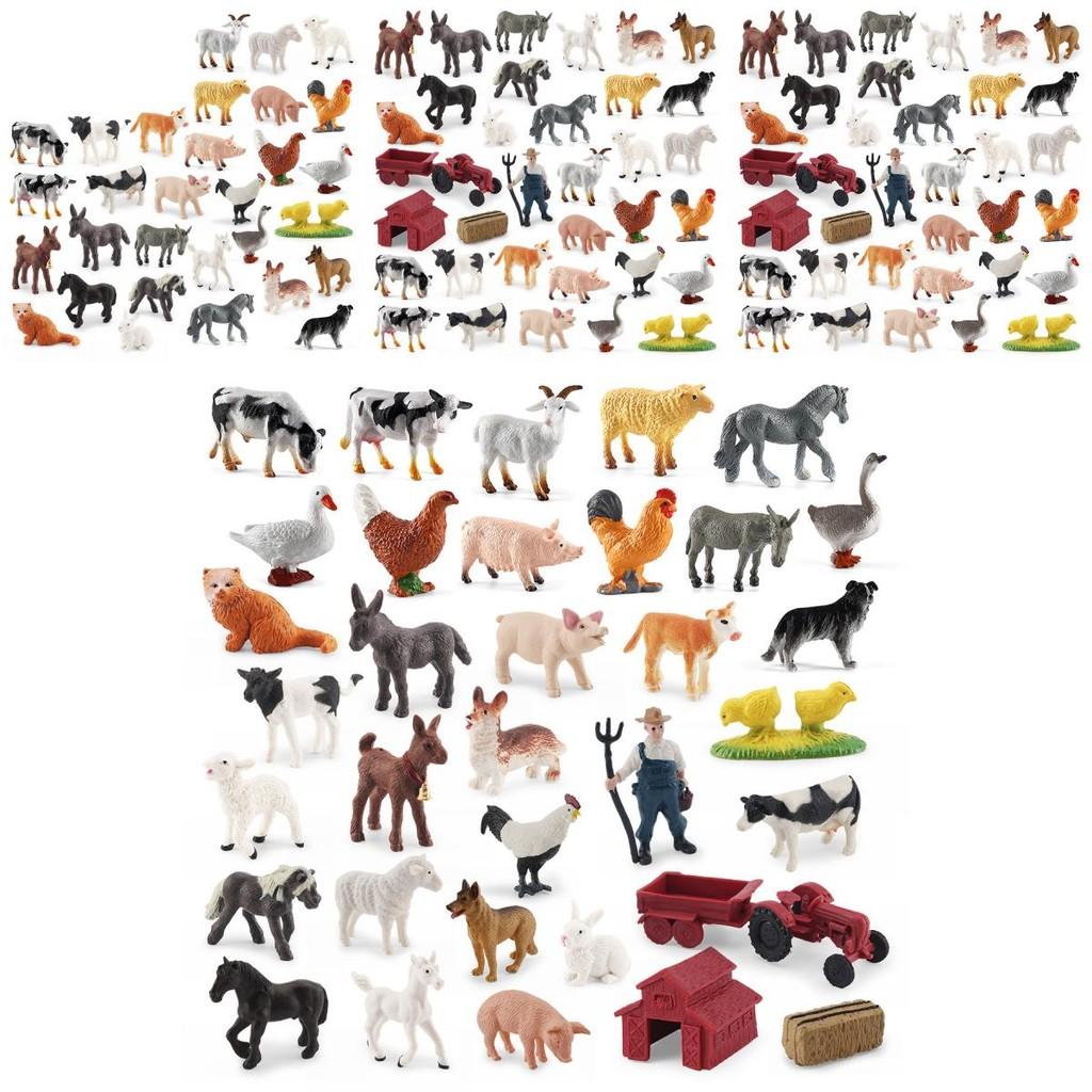 Realistic 34 Piece Mini Farm Animal Model Set Featuring Pvc Chicken Duck Pig Dog Cat Cow Sheep Horse Donkey Figurines