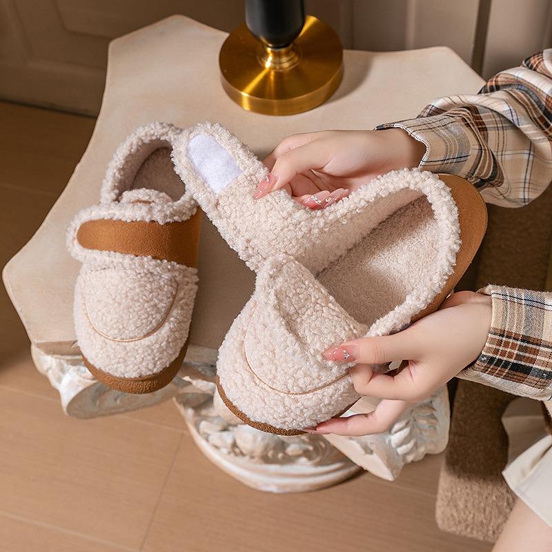 Velcro bag and cotton slippers women's autumn and winter indoor home non-slip pregnant women's warm confinement shoes cotton shoes can be worn outside