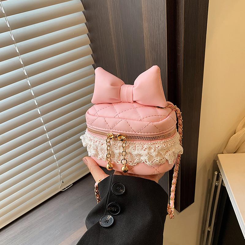 Adorable Mini Box Bag With Bowknots And Lace Chain Chic Style For Boys And Girls