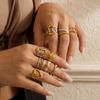 7Pcs Chunky Geometric Heart Shell Ring Set for Women Stainless Steel Dual Tone Stackable Y2K Trendy Statement Knuckle Jewelry
