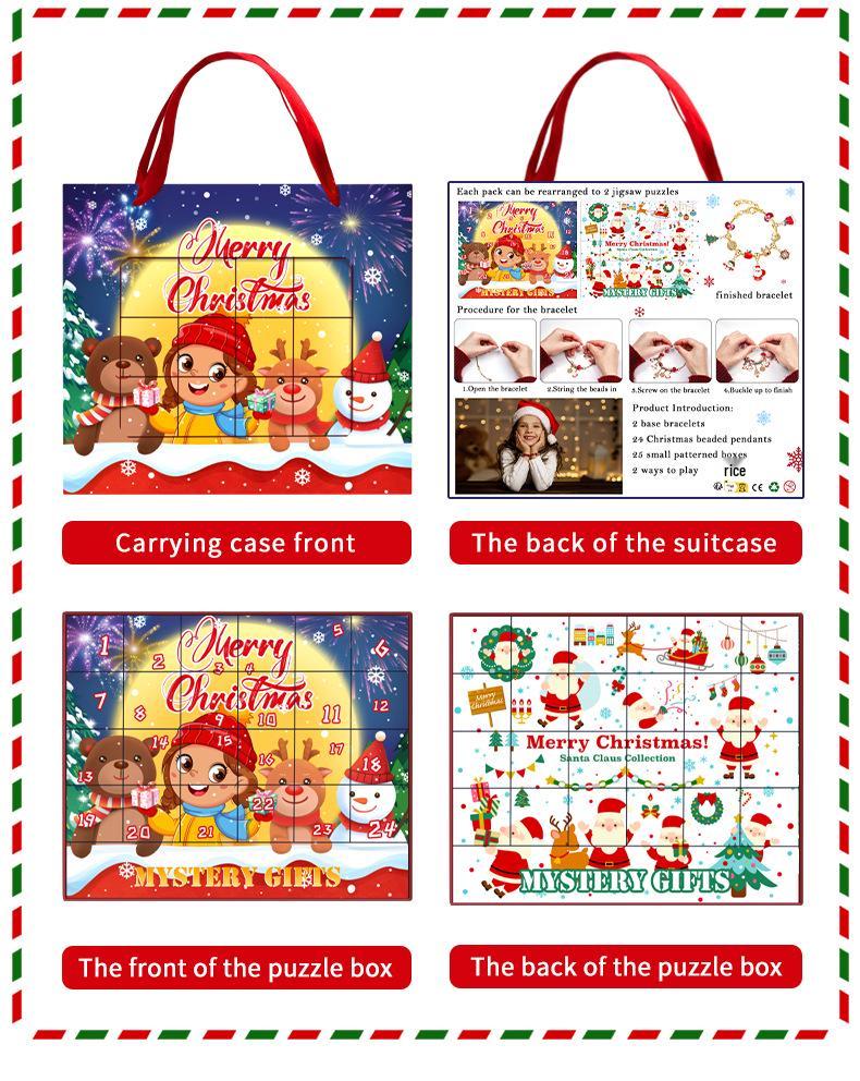 DIY Christmas Snowflake & Santa Puzzle Beaded Bracelet Set for Children & Women