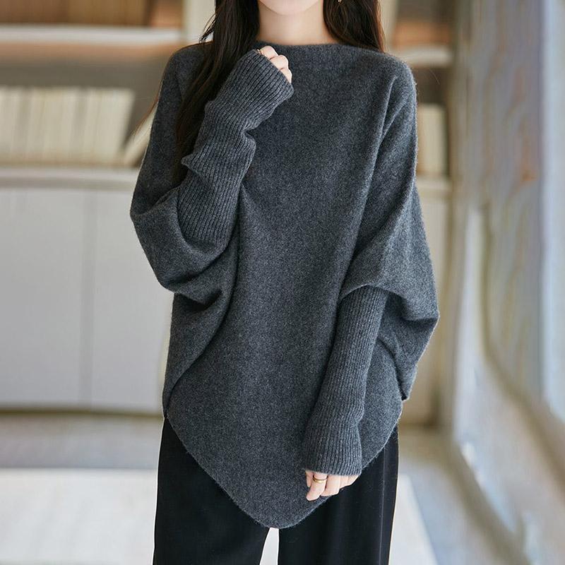 Sweter damski zimowy gruby ciepły dzianinowy z wysokim dekoltem elastyczny z długim rękawem oversize topy