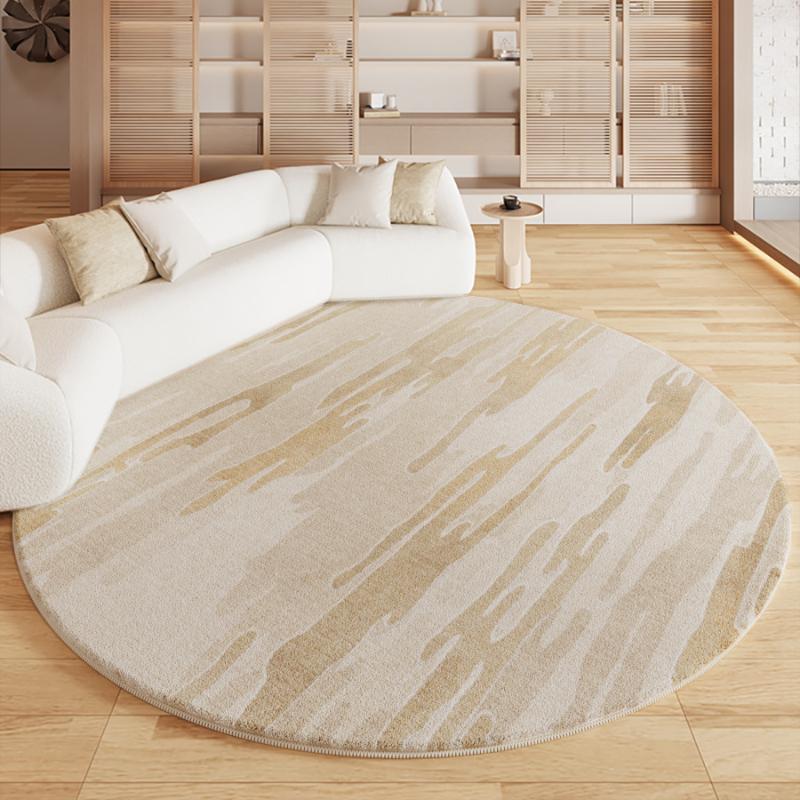 Cream Style Living Room Decoration Round Carpet Light Luxury Rugs for Bedroom Fluffy Soft Study Rug Thick Plush Lounge Floor Mat