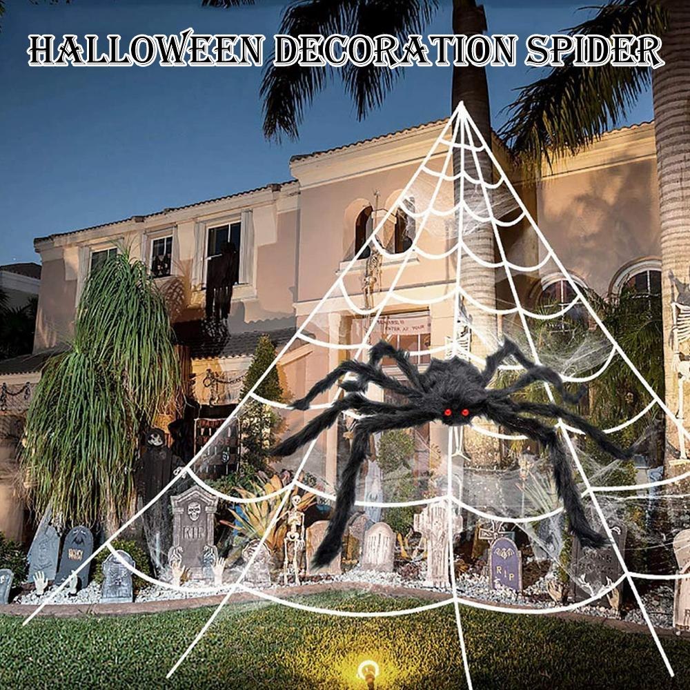 Halloween Plush Spider Veil Horror Party Decoration Props Simulation Spider Outdoor Party Decorations Spider