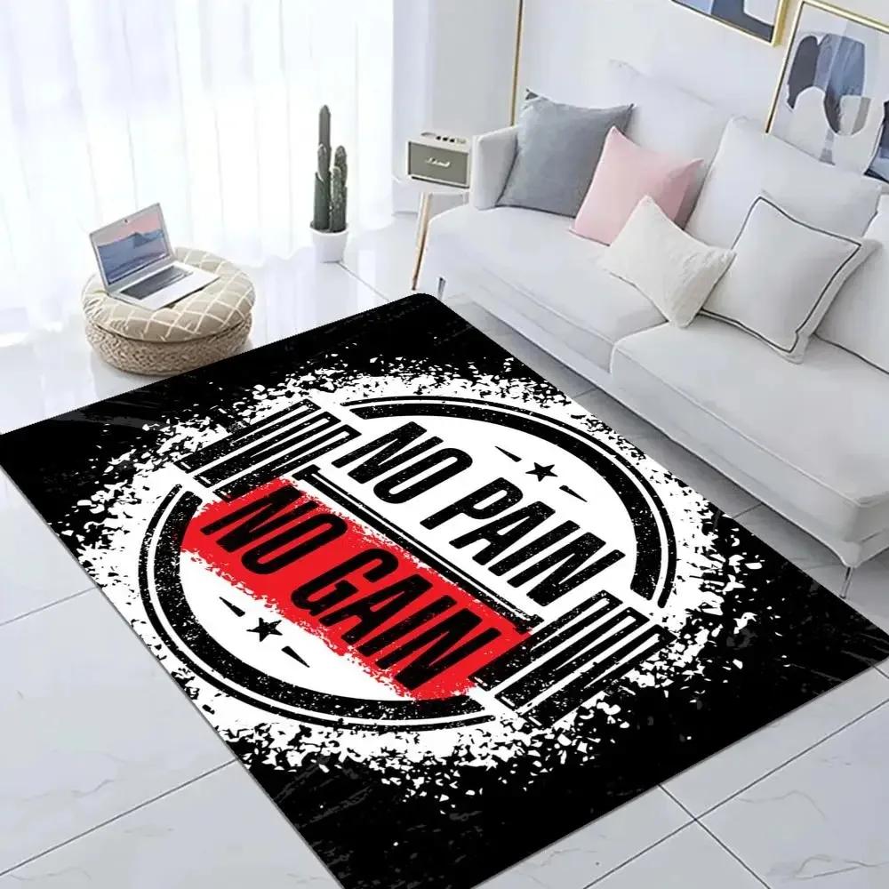 No Pain No Gain Print Carpet GYM Floor Mat Bathroom Anti slip Doormat Absorb Water Long Strip Kitchen Cushion Home Welcome Rugs