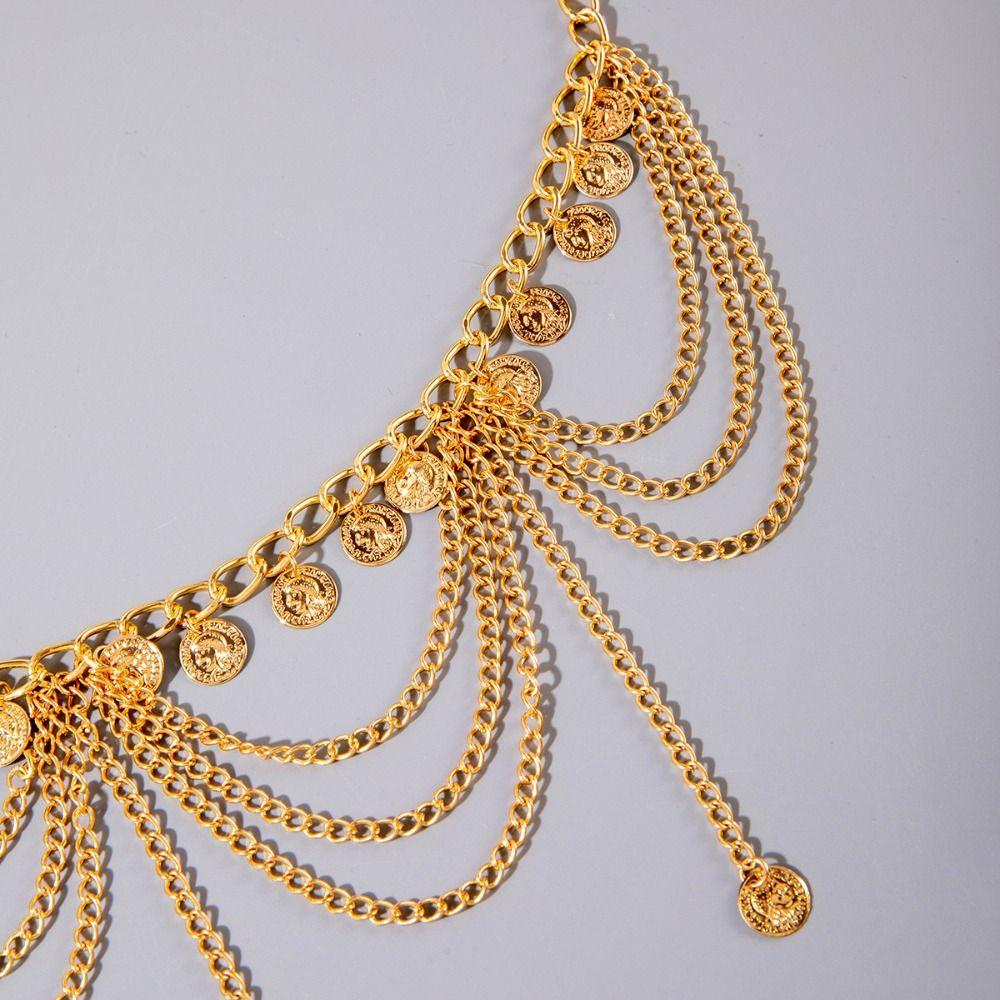 Silver Metal Body Chain Belt Body Jewelry Vintage Tassel Waistchain Girls