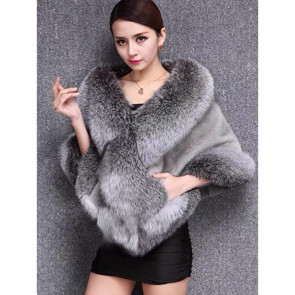 Brand New Fur Women's Shawl Cape Eco-friendly Mink Fox Fur Mink Coat