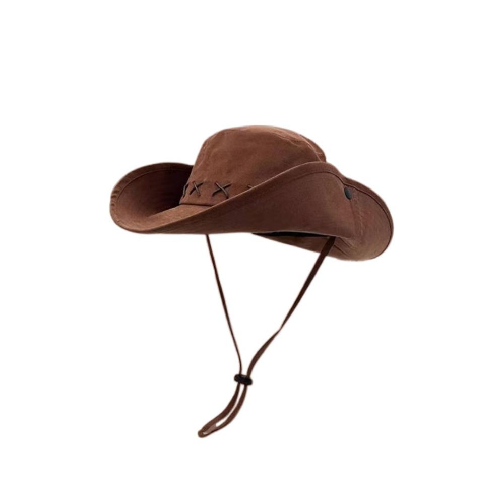

Breathable Wide Brim Sun Hat Solid Color Fisherman Sunshade Cap Western Cowboy Hat Travel кофейный
