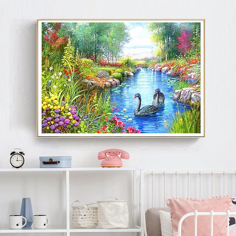 5D DIY full Round diamond painting landscape art picture diamond embroidery rhinestone cross stitch mosaic home decoration kit