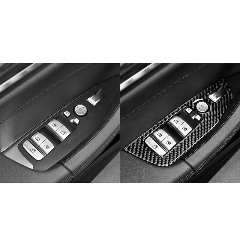 Real Carbon Fiber Car Accessories Window Lift Control Decorative Cover Soft Sticker For BMW X3 G01 2018- X4 G02 -2024