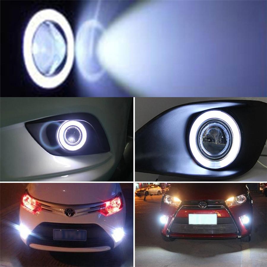 Universal Pair 3.5" COB LED Fog Light Projector  White Angel Eyes Halo Ring DRL