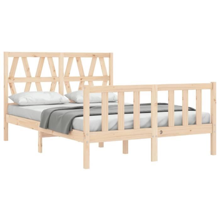 VidaXL Cadre de lit avec tête de lit 120x200 cm bois massif 3192486