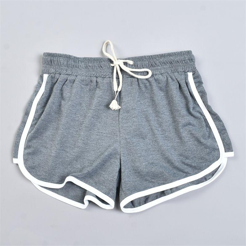 

Foreign Trade Pure Cotton Casual Shorts Women 5.20 L82737 Summer Drawstring Elastic Waist Classic Stripe Sports Three Pants 1 Dark Gray S