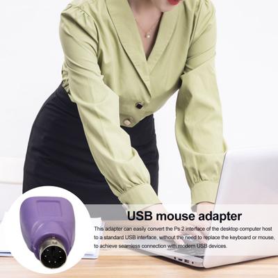 2 Adaptateurs PS 2 Mâle vers USB Femelle Convertisseur pour Clavier Souris Double Interface USB Outil de Conversion