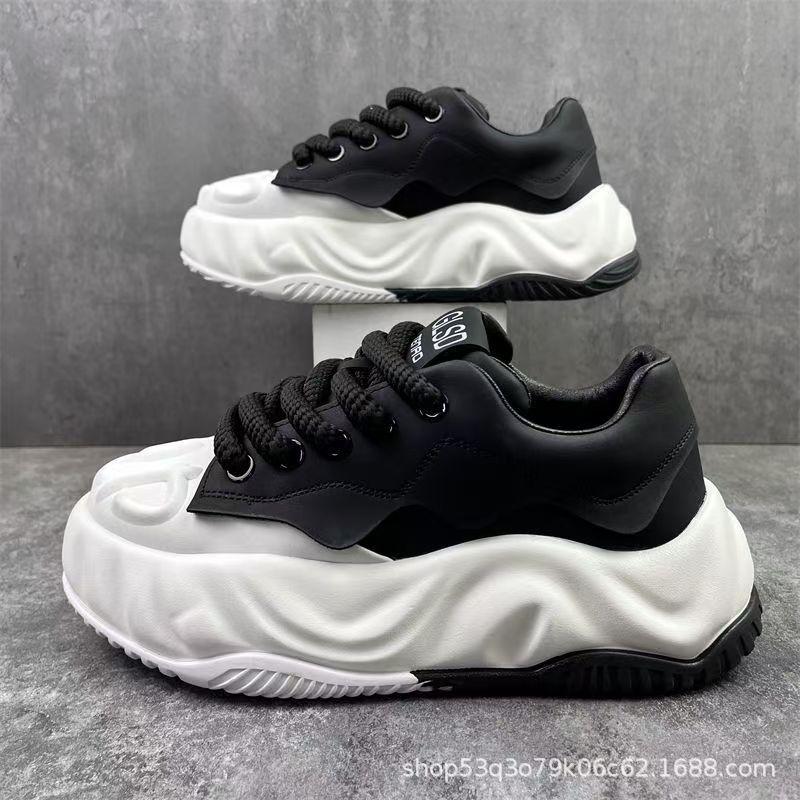 

Новые мужские кроссовки на толстой подошве, модные и универсальные, молодежная повседневная обувь, уличные, с мягкой подошвой, прочные спортивные кроссовки для бега 44 черный белый
