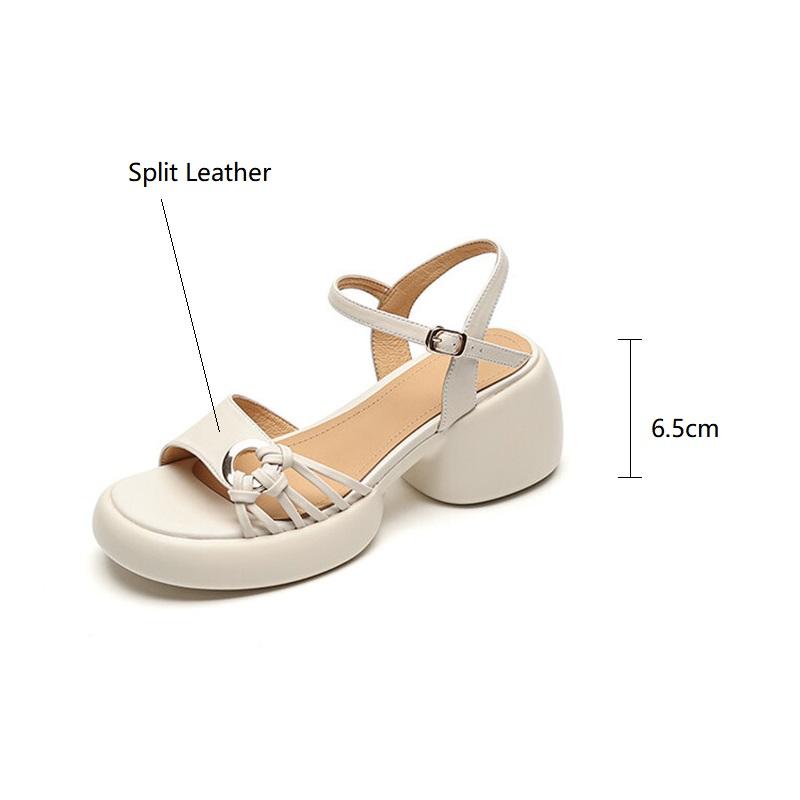Fashion 2025 Summer Sandals Fashion Light Luxury Sandals Round Toe Chunky Heels Sandals for Women Handmade Women Sandals Platform Shoes