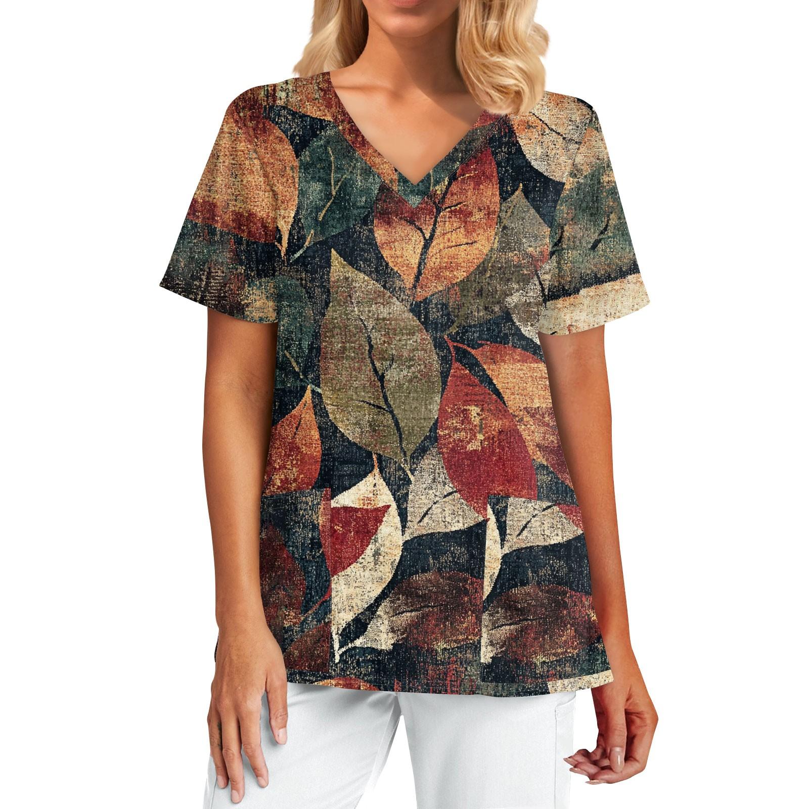 

Женская модная принтованная кофточка с коротким рукавом и V-образным вырезом с карманом M красный