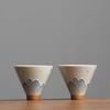 Hand-painted Landscape Hats Teacups Kung Fu Tea Set Grass Ash Ceramic Underglaze Color Drinking Tea Tasting Tea Single Cups