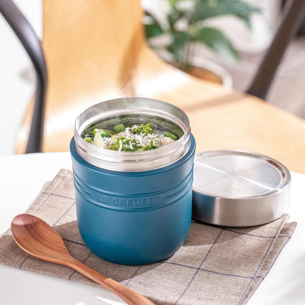 Le Creuset Stainless Steel Vacuum Insulated Soup Jar/Lunch Jar, 500ml, Matte Black, Easy to Clean, On the Go, Portable