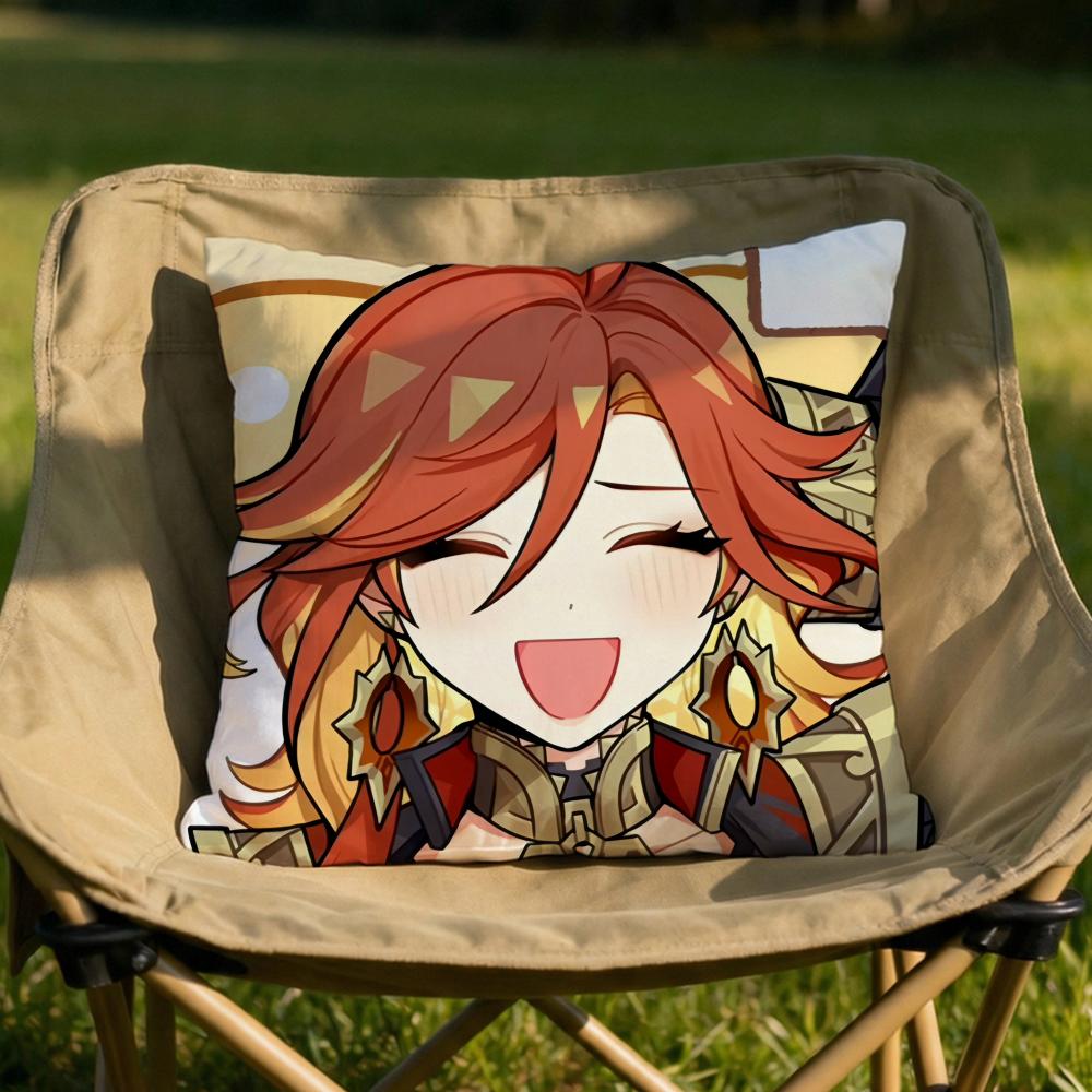 Genshin Impact Mavuika Cushion Cover Soft Reversible Durable Pillow Cover MultiScene Use for Home Car Daily Comfort