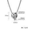 Stainless Steel Double Ring Pendant Necklace Men Hip Hop Style Long Chain With Crystal Charm Geometric Design