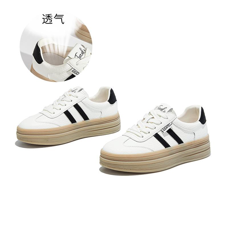 Leather platform German training shoes women's 2025 new comfortable Forrest Gump shoes versatile sports shoes not tired feet white shoes women's