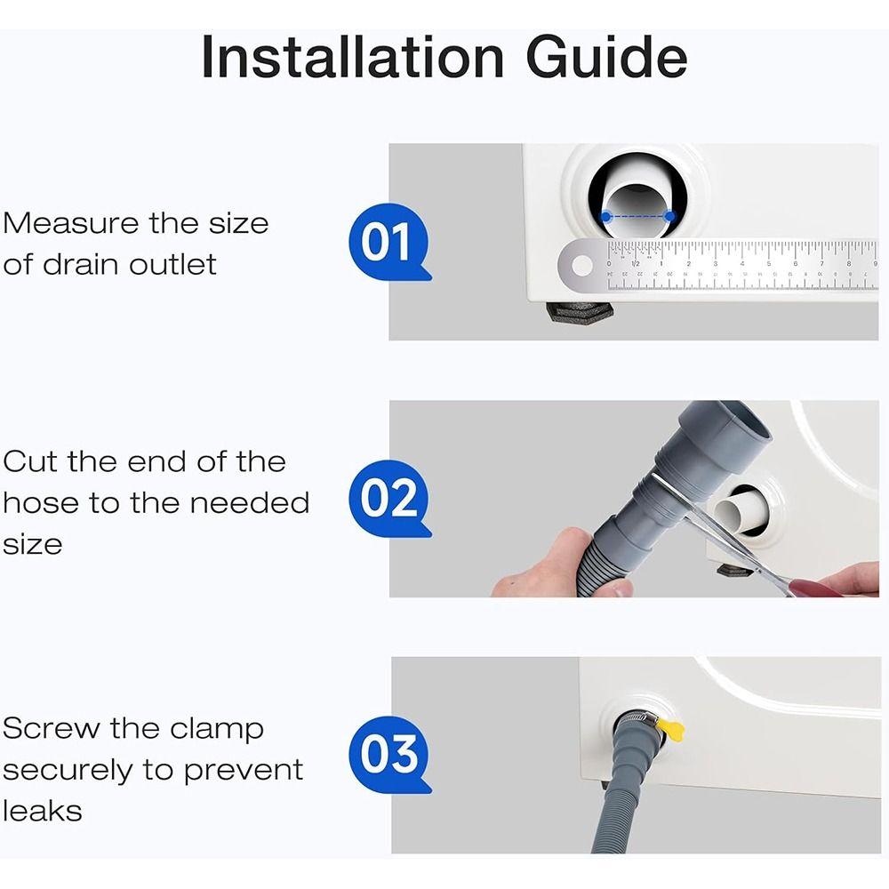 New Flexible Washing Machine Drain Hose Corrugated Grey Draining Hose Thickened Extension Pipe