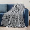Psychedelic Swirls Optical Illusion Blanket Abstract Black & White Gradient Throw Blanket for Sofa Bed Decor