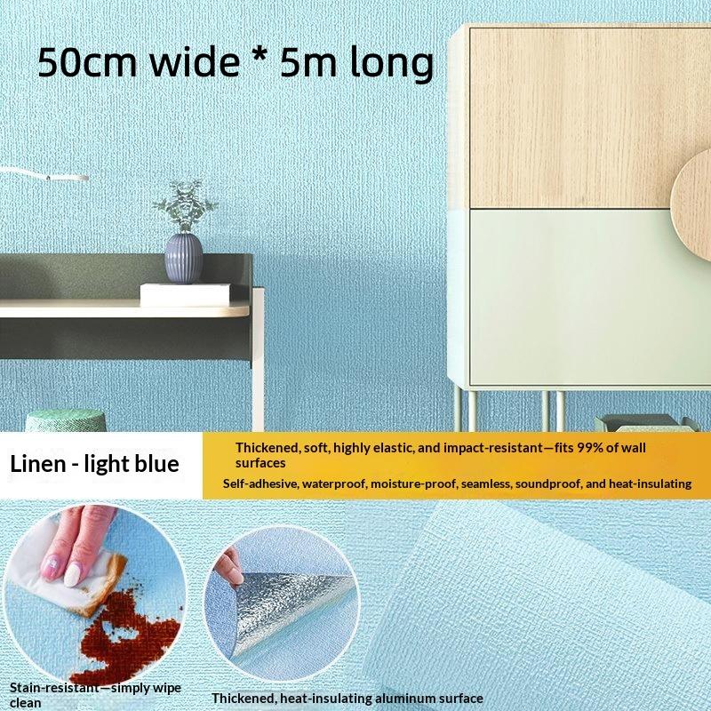 Self-Adhesive 3D Linen Foam Wall Sticker Moisture-Proof Wallpaper For Living Room Bedroom Bathroom Dormitory Home Decorationecor