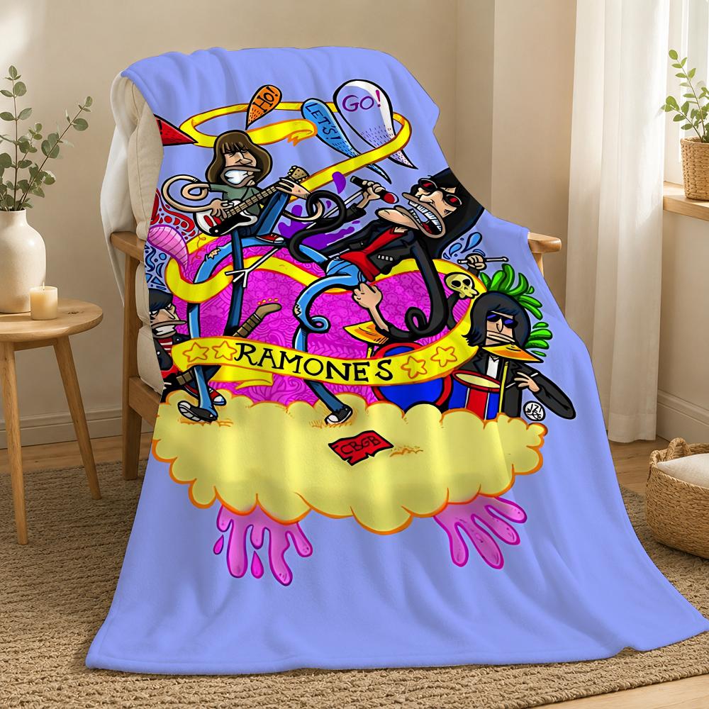 Ramones Band Throw 240g flannel blanket, suitable for sofas, beds, offices, exquisite gift blankets 75X95CM
