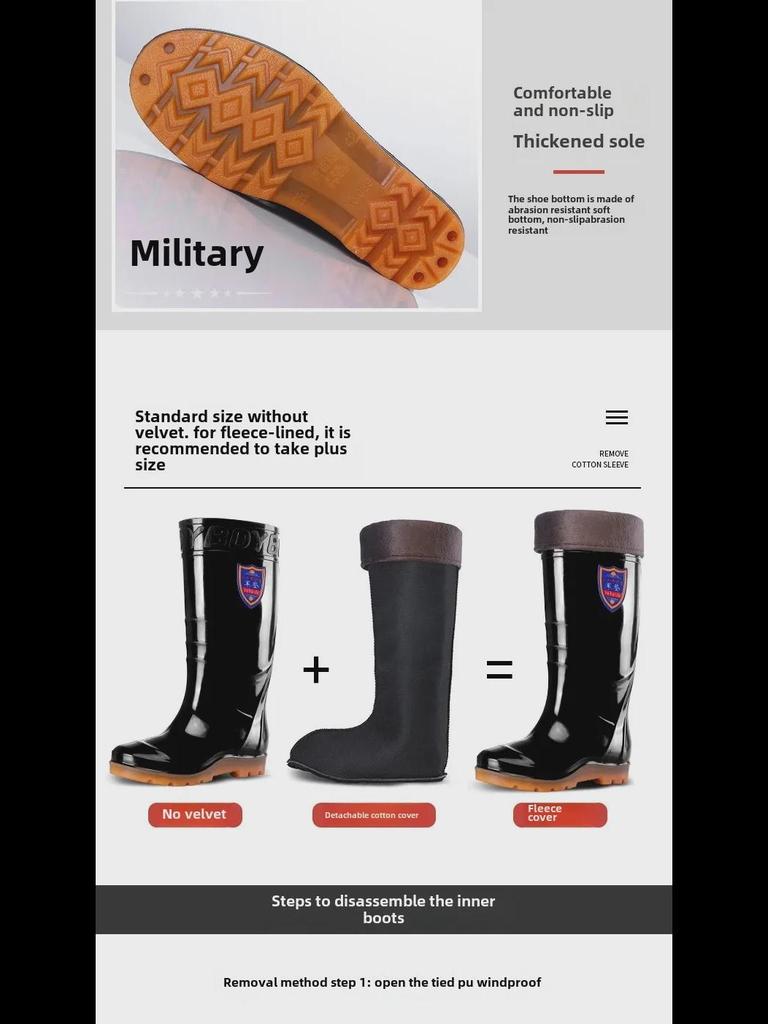 Men's Durable PVC Anti-Slip High-Top Rain Boots for Mining and Labor Protection