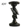Handcrafted Sculpture Base Gothic Candlestick Holder, Halloween Resin Raven Skull Pillar Candle Holder Vintage Spooky Taper Stand for Home Table Decor