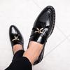 Men's Trendy Business Formal Leather Shoes - Large, Versatile, Breathable Pointed Toe with Bright Finish, Ideal for Weddings.
