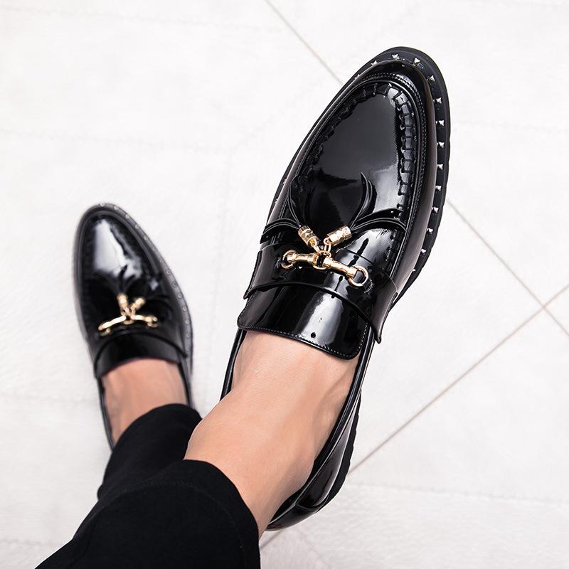 Men's Trendy Business Formal Leather Shoes - Large, Versatile, Breathable Pointed Toe with Bright Finish, Ideal for Weddings.