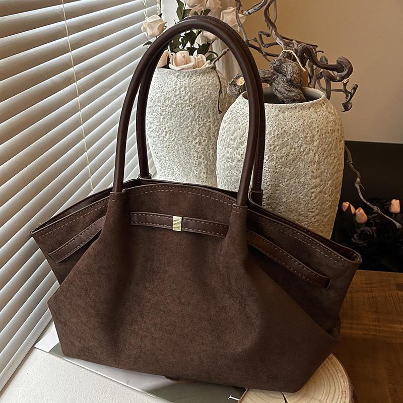 Autumn New Fashionable Matte Portable Shoulder Bag Simple Retro Green Underarm Bag Large Capacity Commuter Bag