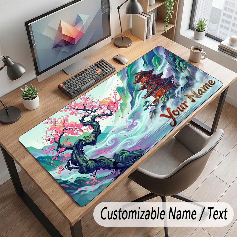 Floral Garden Theme Customized Mouse Pad Personalized Print Name Text Desk Mat For Home Office Table Decor