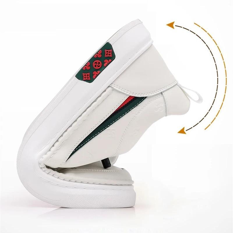 Fashion 2024 New Lente Heren Liftschoenen Heren Loafers Wit Zacht Lederen Mocassins Hoogte Verhoogd 5Cm Groter Schoenen Man Sneakers